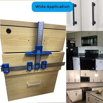 Cabinet Hardware Jig, Adjustable Punch Locator Woodworking Drilling Dowelling Template Drill Guide for Installing Handles, Knobs on Doors and Drawer Pull with Storage Bag