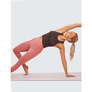 CRZ YOGA Womens Seamless Ribbed Longline High Neck Sports Bra - Racerback Padded Slim Fit Crop Tank Top with Built in Pads Taupe Large