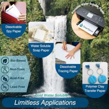 SmartSolve 3 pt. Water-Soluble Paper | Dissolves Quickly in Water | Biodegradable | Eco-Friendly | Printer Compatible | Crafts, Drawing, Notes | Letter Size, 8.5” x 11” | Pack of 10 White Sheets