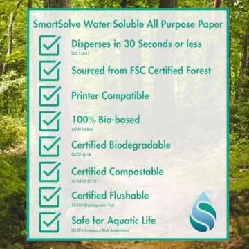 SmartSolve 3 pt. Water-Soluble Paper | Dissolves Quickly in Water | Biodegradable | Eco-Friendly | Printer Compatible | Crafts, Drawing, Notes | Letter Size, 8.5” x 11” | Pack of 10 White Sheets