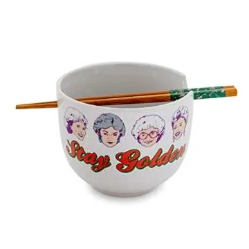 The Golden Girls "Stay Golden" Japanese Ceramic Dinnerware Set | Includes 20-Ounce Ramen Noodle Bowl...