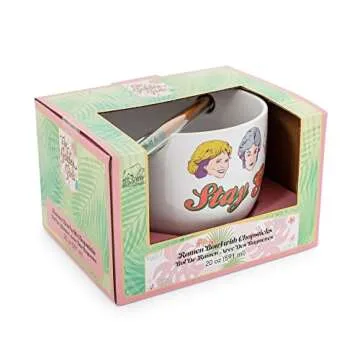 The Golden Girls "Stay Golden" Japanese Ceramic Dinnerware Set | Includes 20-Ounce Ramen Noodle Bowl and Wooden Chopsticks | Asian Food Dish Set For Home & Kitchen | 80s TV Show Gifts and Collectibles