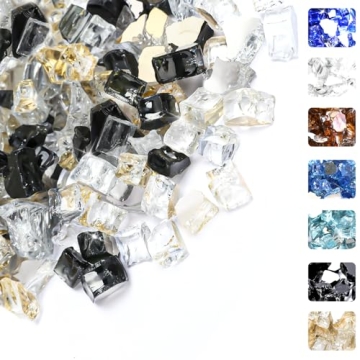 Hisencn Fire Pit Glass Rocks - Premium Reflective Tempered 10 lbs