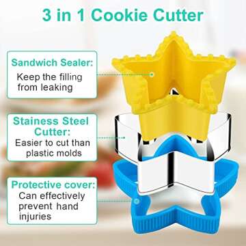 Sandwich Cutter for Kids, 25PCS Sandwich Cutter & Sealer Set, Uncrustables Sandwich Maker, Cookie Cutters for Kids Lunch Bento Box - Vegetable Fruit Cutter Shapes Set