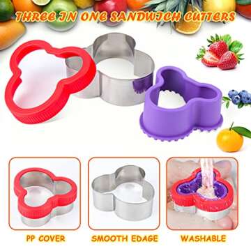 Sandwich Cutter for Kids, 25PCS Sandwich Cutter & Sealer Set, Uncrustables Sandwich Maker, Cookie Cutters for Kids Lunch Bento Box - Vegetable Fruit Cutter Shapes Set