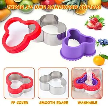 Sandwich Cutter for Kids, 25PCS Sandwich Cutter & Sealer Set, Uncrustables Sandwich Maker, Cookie Cutters for Kids Lunch Bento Box - Vegetable Fruit Cutter Shapes Set