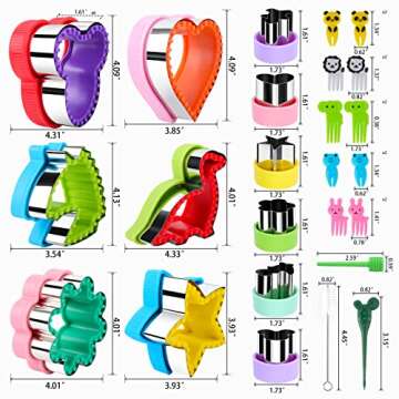 Sandwich Cutter for Kids, 25PCS Sandwich Cutter & Sealer Set, Uncrustables Sandwich Maker, Cookie Cutters for Kids Lunch Bento Box - Vegetable Fruit Cutter Shapes Set