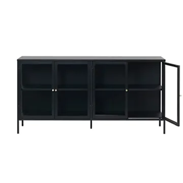 Modern Steel Dover Sideboard with Adjustable Feet, 8 Shelves