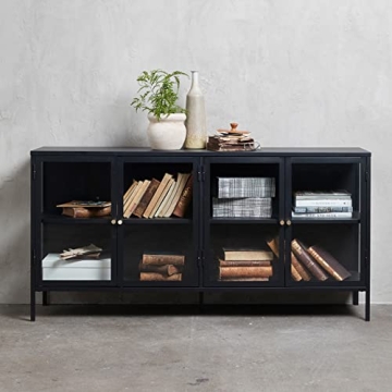 Modern Steel Dover Sideboard with Adjustable Feet, 8 Shelves