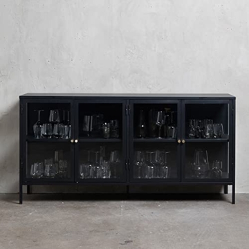 Modern Steel Dover Sideboard with Adjustable Feet, 8 Shelves