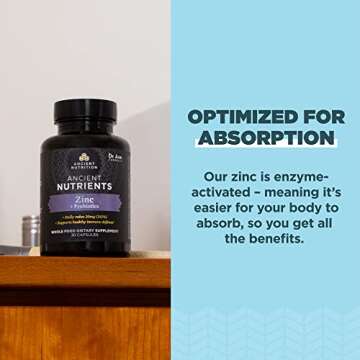 Probiotics and Zinc Supplement by Ancient Nutrition, Supports Healthy Immune System and Gut Health, Made Without GMOs, Superfoods Supplement, Paleo and Keto Friendly, 30 Capsules