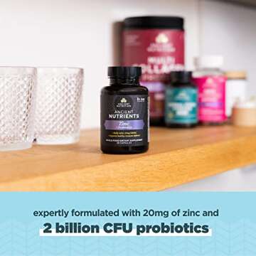 Probiotics and Zinc Supplement by Ancient Nutrition, Supports Healthy Immune System and Gut Health, Made Without GMOs, Superfoods Supplement, Paleo and Keto Friendly, 30 Capsules
