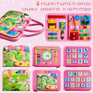 Ancistro Busy Board Montessori Educational Activity Sensory Board for Toddlers & Preschoolers, Develops Fine & Basic Motor Skills, Travel Toys & Gifts for 1-4 Years Old