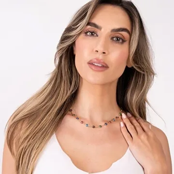 Barzel 18K Gold Plated Multi Color Evil Eye Necklace