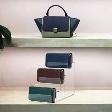 DOITOOL 6- Tier Handbag Purse Riser Display Shelf, Clear Acrylic Wallet Display Stand Holder, Jewelry Display Riser Shelf for Display Or Collection