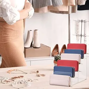 DOITOOL 6- Tier Handbag Purse Riser Display Shelf, Clear Acrylic Wallet Display Stand Holder, Jewelry Display Riser Shelf for Display Or Collection