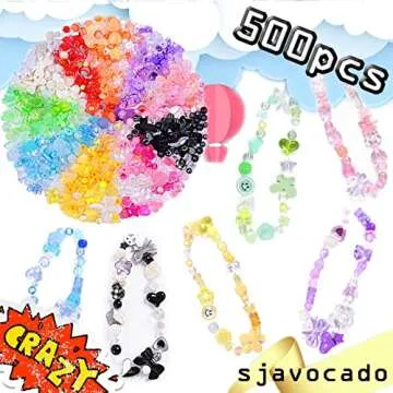 sjavocado 500pcs Acrylic Assorted Beads for Jewelry Making & Crafts