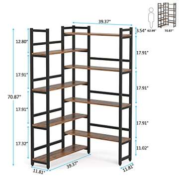 Tribesigns 70.8” Corner Bookshelf, 8-Tier Industrial Bookcase with Metal Frame for Open Storage, C...