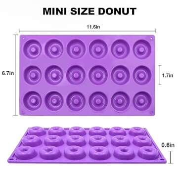 Tongker Set of 2 Mini Doughnut Molds - Non-Stick Silicone Pan for Fun Baking