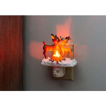Rudolph The Red Nosed Reindeer Night Light with Flickering Flame, 5 1/4 Inch