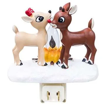 Rudolph The Red Nosed Reindeer Night Light with Flickering Flame, 5 1/4 Inch