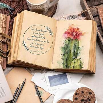 LEATHER VILLAGE Leather Bound Journal - Rustic Brown, 7"X5", 220 Pages - Vintage Blank Paper Diary f...