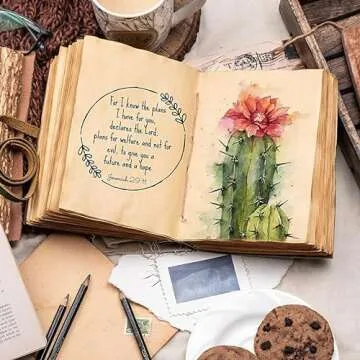 LEATHER VILLAGE Leather Bound Journal - Rustic Brown, 7"X5", 220 Pages - Vintage Blank Paper Diary f...