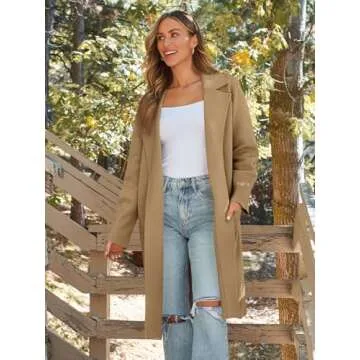 LILLUSORY Women's Long Dressy Cardigan Sweaters Fall Oversized Coatigan Jackets 2025 Knit Business Casual Winter Coats Camel M