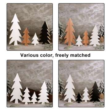 Rustic Treory Wooden Christmas Table Decor 4pcs