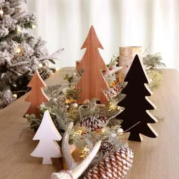 Rustic Treory Wooden Christmas Table Decor 4pcs