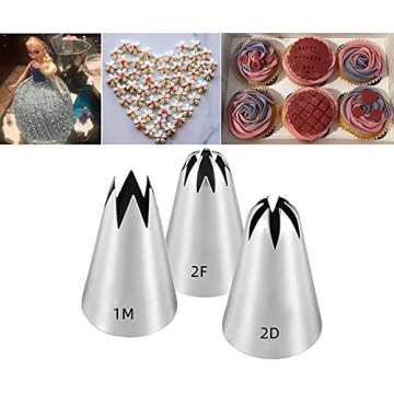Large Icing Piping Tips,1M 2D 2F Cake Cupcake Decorating Tip Set Kit,Star Drop Flower Rose Petal Fro...