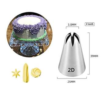 Large Icing Piping Tips,1M 2D 2F Cake Cupcake Decorating Tip Set Kit,Star Drop Flower Rose Petal Frosting Tip Pastry Nozzles Tips,3 Pcs