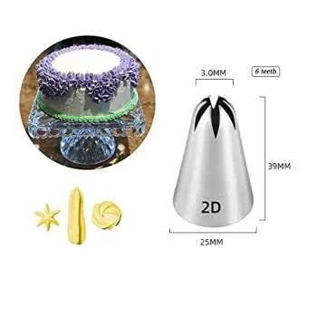 Large Icing Piping Tips,1M 2D 2F Cake Cupcake Decorating Tip Set Kit,Star Drop Flower Rose Petal Frosting Tip Pastry Nozzles Tips,3 Pcs