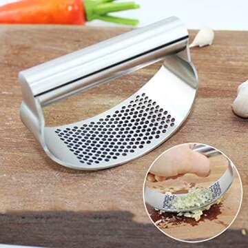 Stainless Steel Garlic Press Rocker Garlic Crusher With Cleaning Brush Tool And Silicone Tube Peeler Kitchen Tools