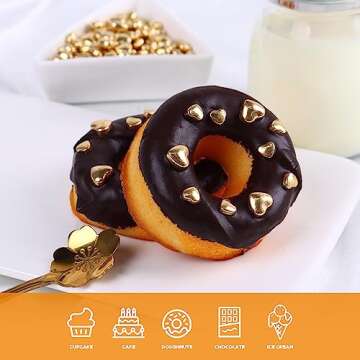 Cobakey Gold Sprinkles for Cake Decorations - Heart-Shaped