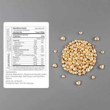 Cobakey Gold Sprinkles for Cake Decorations - Heart-Shaped