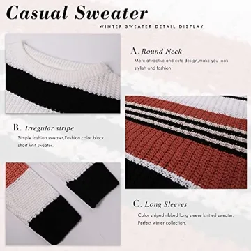 KIRUNDO Women's 2025 Striped Color Block Sweater