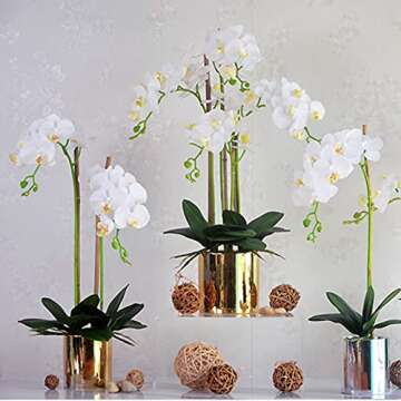 FagusHome 32" Artificial Phalaenopsis Flowers 6 Pcs Artificial Orchid Flowers Stem Plants for Home Décor (6Pcs)