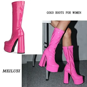 Shop MeiLuSi Pink Gogo Knee High Boots for Women