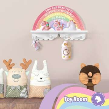 Garybank Inspirational Rainbow Shelf for Girls Bedroom Wall Decor, Girls Room Rainbow Decor, Wooden ...