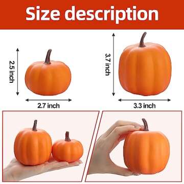 Artgar Orange Artificial Pumpkins, Harvest Decor Foam Pumpkin 8 PCS Set for Halloween Thanksgiving F...