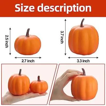 Artgar Orange Artificial Pumpkins, Harvest Decor Foam Pumpkin 8 PCS Set for Halloween Thanksgiving F...