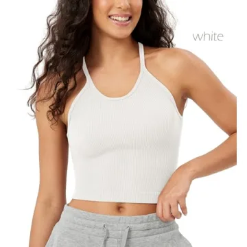 ODODOS Women's Seamless Crop Tank Tops 3-Pack