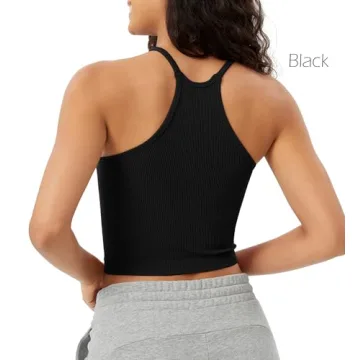 ODODOS Women's Seamless Crop Tank Tops 3-Pack