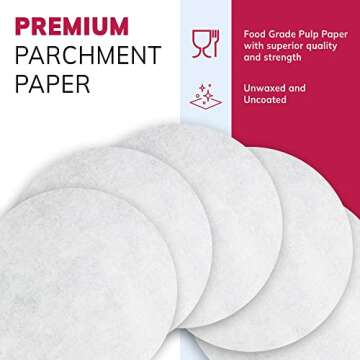 Reli. Parchment Paper Rounds, 9 Inch (400 Count), White | Parchment Paper for Baking & Air Fryer | Non-Stick, 9" Liner Sheets | Food Grade Cooking, Baking Sheets for Cakes, Steaming (Round)