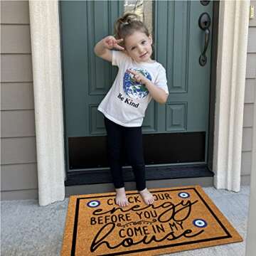 Wulidrom Check Your Energy Before You Come in My House Indoor Front Door Mat for Shoes by Door, Door Mats Outdoor Funny Door Mats for Outside Entry 30"X18"