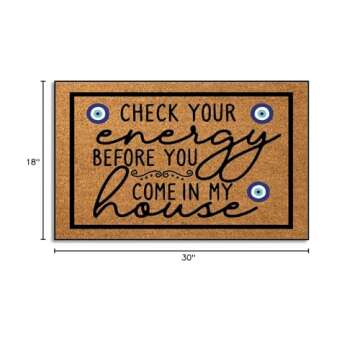 Wulidrom Check Your Energy Before You Come in My House Indoor Front Door Mat for Shoes by Door, Door Mats Outdoor Funny Door Mats for Outside Entry 30"X18"