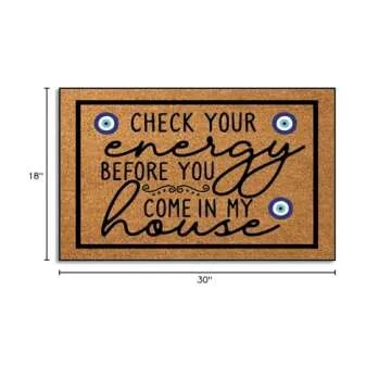 Wulidrom Check Your Energy Before You Come in My House Indoor Front Door Mat for Shoes by Door, Door Mats Outdoor Funny Door Mats for Outside Entry 30"X18"