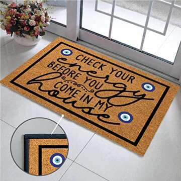 Wulidrom Check Your Energy Before You Come in My House Indoor Front Door Mat for Shoes by Door, Door Mats Outdoor Funny Door Mats for Outside Entry 30"X18"