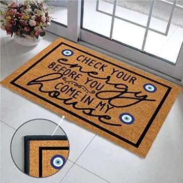 Wulidrom Check Your Energy Before You Come in My House Indoor Front Door Mat for Shoes by Door, Door Mats Outdoor Funny Door Mats for Outside Entry 30"X18"